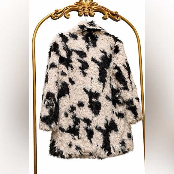 Free People x REVOLVE Jade Cow Fur Coat in Black & White - Picture 6 of 16